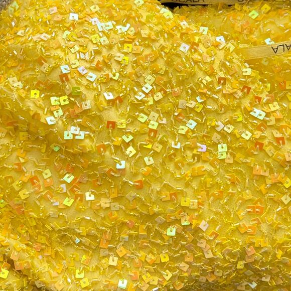 Vintage Scala Yellow Beaded Silk Dress - Fits Like XS - Picture 6 of 8